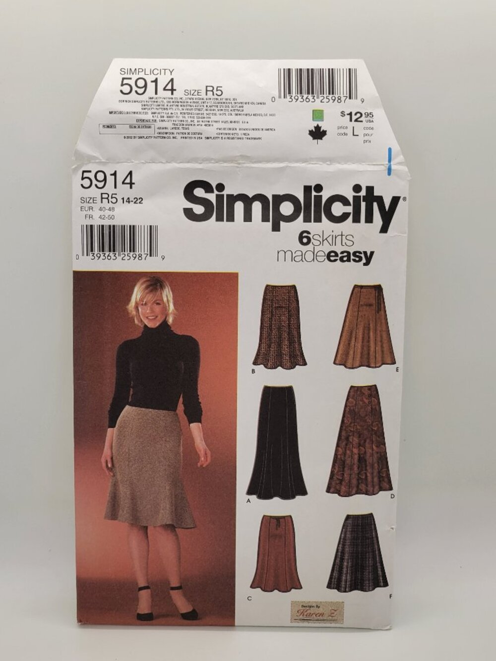Uncut Simplicity 5914 Sewing Pattern Sizes 14-22 Easy A-Line Skirts Out of Print
